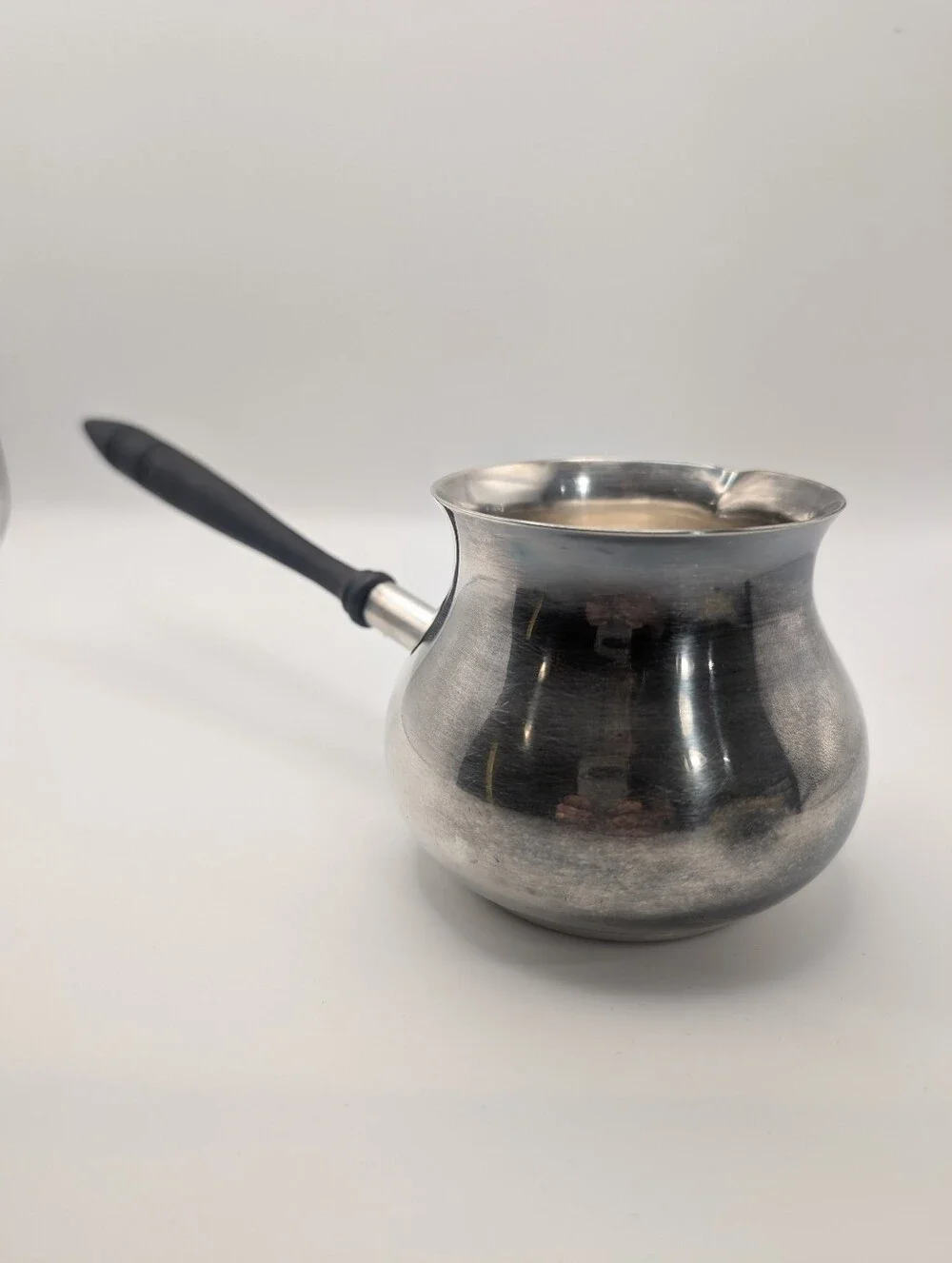 Antique EG Webster & Son Silverplate Brandy‎ Warmer Wood Handle Pipkin VTG